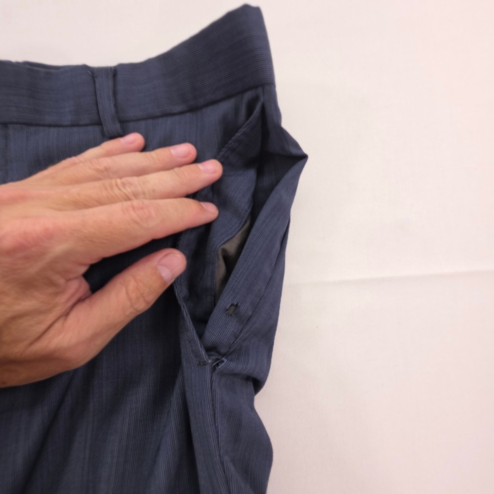Linea Naturale Mens 35 Blue 100% Wool Textured Flat Front Dress Pants Trousers - Picture 8 of 11